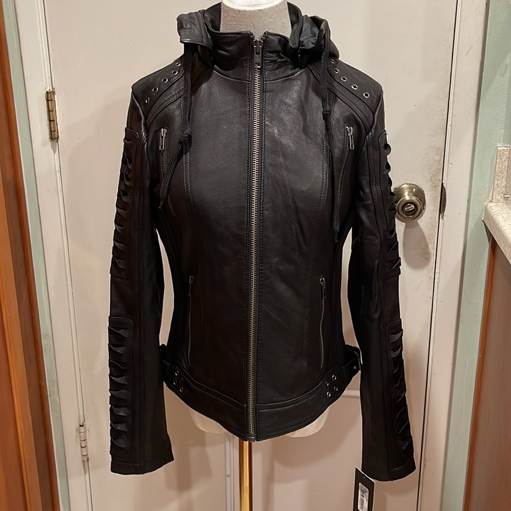 Milwaukee Leather Sfl2865 Women's Black Scuba Style Leather Jacket With Hoodie